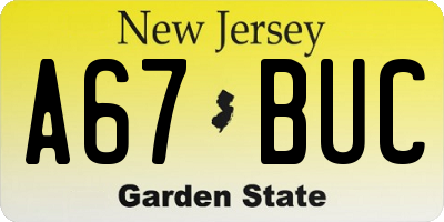 NJ license plate A67BUC