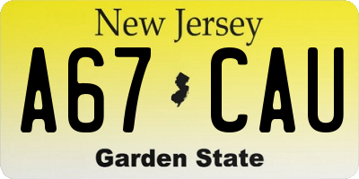 NJ license plate A67CAU