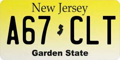 NJ license plate A67CLT