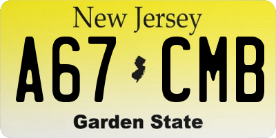 NJ license plate A67CMB