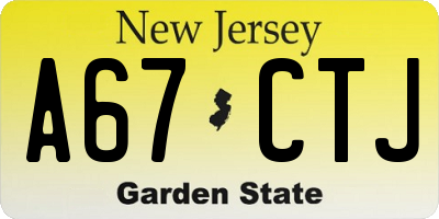 NJ license plate A67CTJ