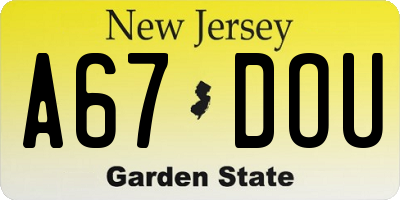 NJ license plate A67DOU