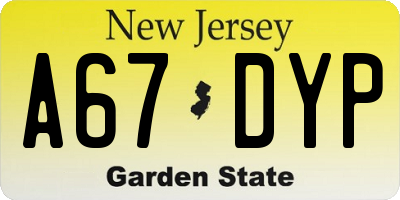 NJ license plate A67DYP
