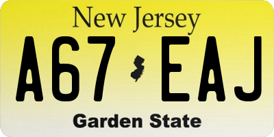 NJ license plate A67EAJ