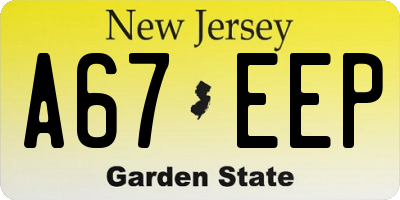 NJ license plate A67EEP