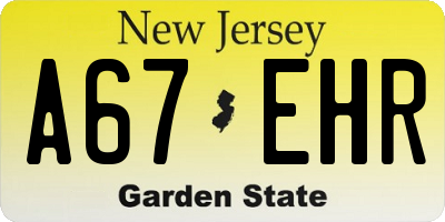 NJ license plate A67EHR