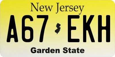 NJ license plate A67EKH