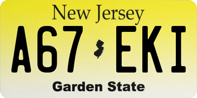 NJ license plate A67EKI