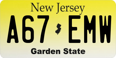 NJ license plate A67EMW