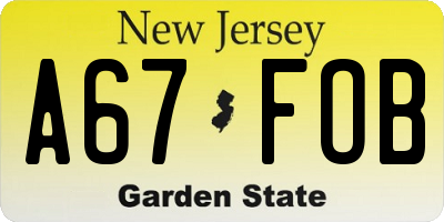 NJ license plate A67FOB