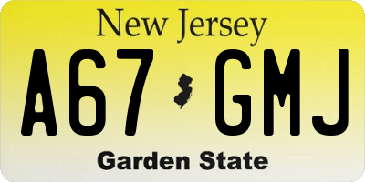 NJ license plate A67GMJ