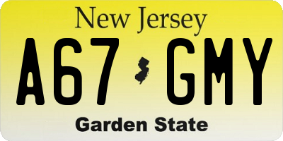 NJ license plate A67GMY