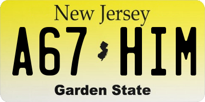 NJ license plate A67HIM