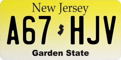 NJ license plate A67HJV