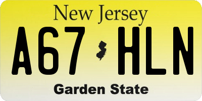 NJ license plate A67HLN