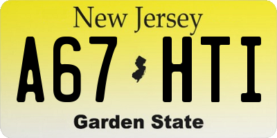 NJ license plate A67HTI