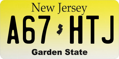 NJ license plate A67HTJ