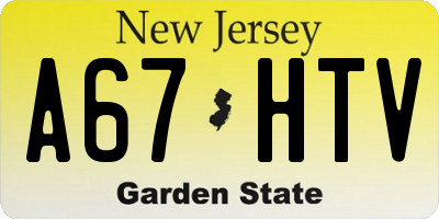NJ license plate A67HTV