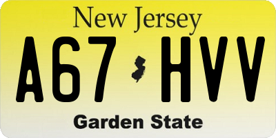 NJ license plate A67HVV