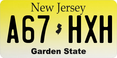 NJ license plate A67HXH