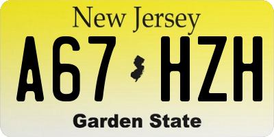 NJ license plate A67HZH