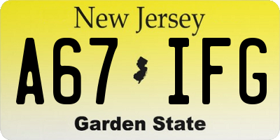 NJ license plate A67IFG