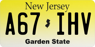 NJ license plate A67IHV
