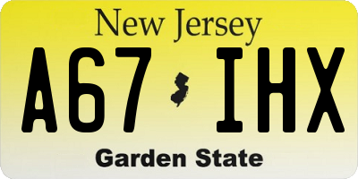 NJ license plate A67IHX