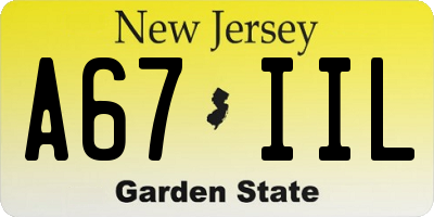 NJ license plate A67IIL