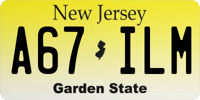 NJ license plate A67ILM