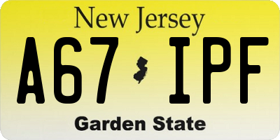 NJ license plate A67IPF