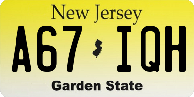 NJ license plate A67IQH