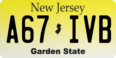 NJ license plate A67IVB