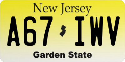NJ license plate A67IWV