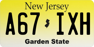 NJ license plate A67IXH