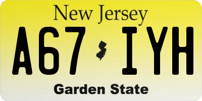 NJ license plate A67IYH