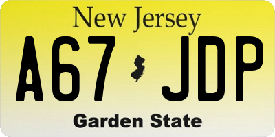 NJ license plate A67JDP