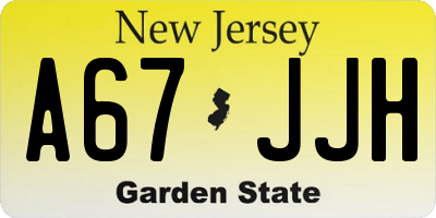 NJ license plate A67JJH