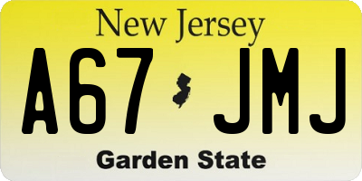 NJ license plate A67JMJ