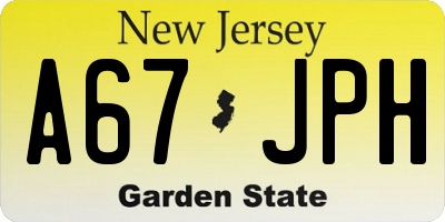 NJ license plate A67JPH