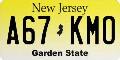 NJ license plate A67KMO