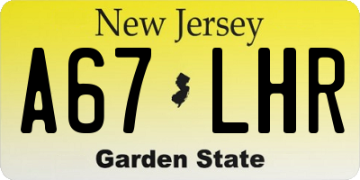 NJ license plate A67LHR