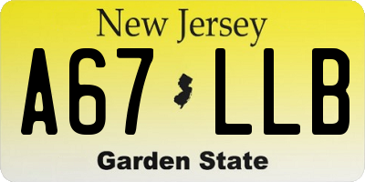 NJ license plate A67LLB