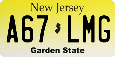 NJ license plate A67LMG