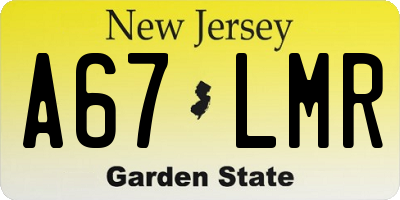 NJ license plate A67LMR