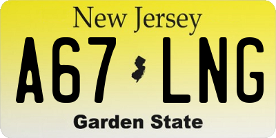 NJ license plate A67LNG