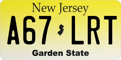 NJ license plate A67LRT