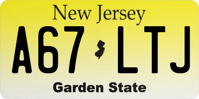 NJ license plate A67LTJ