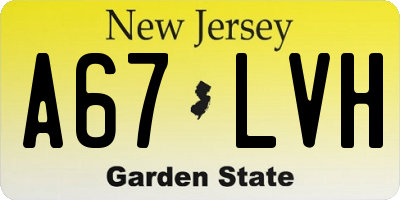 NJ license plate A67LVH