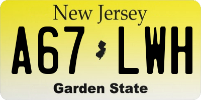 NJ license plate A67LWH